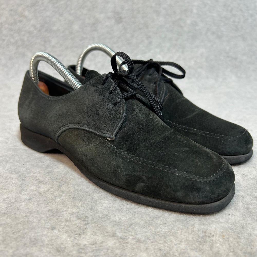 Hush Puppies Black Suede Lace Up Oxford Dress Shoes Comfort Low Heel Women 7 90s